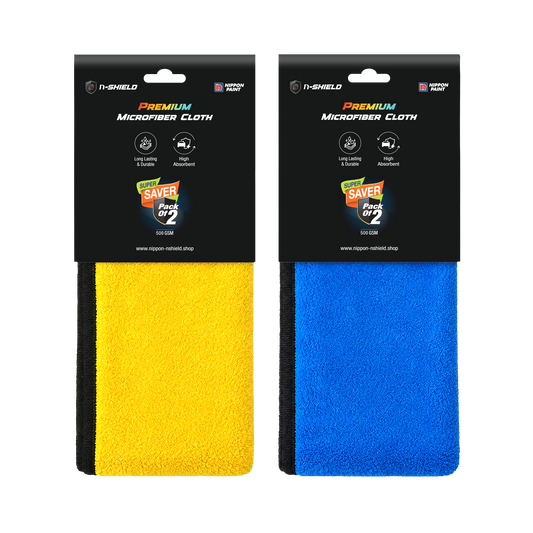 Nippon Paint n-Shield Microfiber Super Absorbent Towel Dual Color 500 GSM, Highly Absorbent Lint & Streak Free Multi-Purpose Wash Cloth for Car, Bike, Kitchen, Window, Stainless Steel, Silverware (Pack of 2)