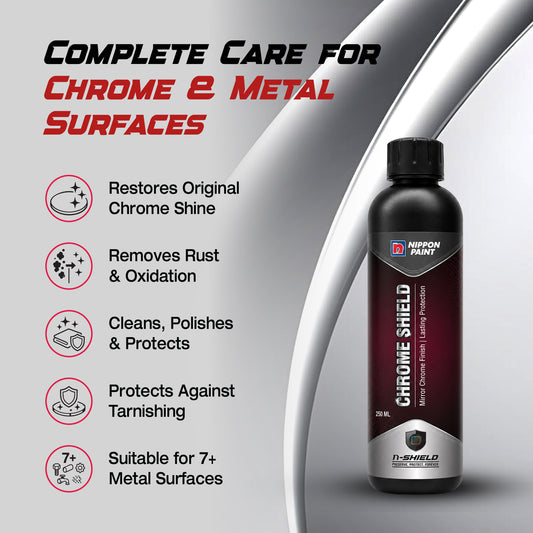 Nippon Paint n-Shield Metal Polish for Bikes & Cars | Chrome Cleaner & Rust Remover for Engine, Silencer & Chrome Parts | Restores Shine | 250 ml