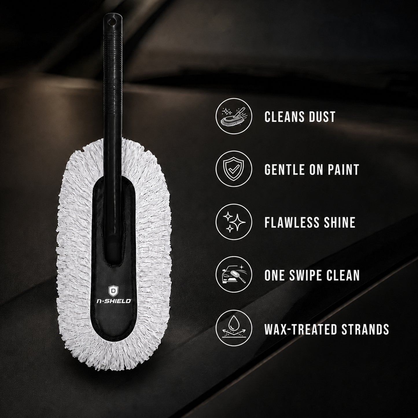Nippon Paint n-Shield Microfiber Car Duster Brush with Long Handle | Lint-Free & Scratch-Free Car Cleaning Brush for Cars, SUVs, Bikes & Interior &  Exterior Cleaning