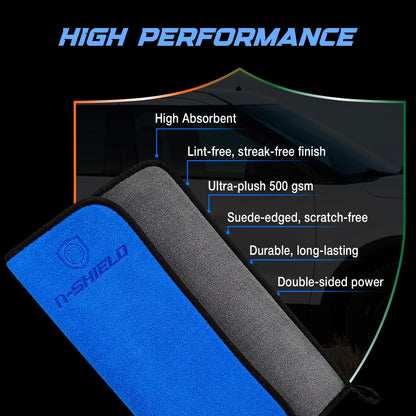 Nippon Paint n-Shield Microfiber Super Absorbent Towel Dual Color 500 GSM, Highly Absorbent Lint & Streak Free Multi-Purpose Wash Cloth for Car, Bike, Kitchen, Window, Stainless Steel, Silverware (Pack of 2)