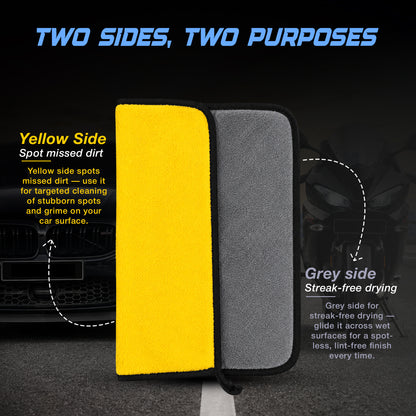 Nippon Paint n-Shield Microfiber Super Absorbent Towel Dual Color 500 GSM, Highly Absorbent Lint & Streak Free Multi-Purpose Wash Cloth for Car, Bike, Kitchen, Window, Stainless Steel, Silverware (Pack of 2)