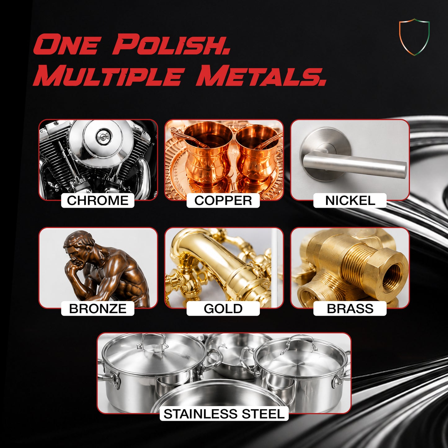 Nippon Paint n-Shield Metal Polish for Bikes & Cars | Chrome Cleaner & Rust Remover for Engine, Silencer & Chrome Parts | Restores Shine | 250 ml