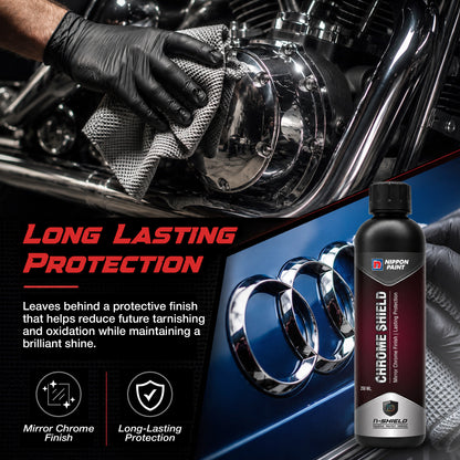 Nippon Paint n-Shield Metal Polish for Bikes & Cars | Chrome Cleaner & Rust Remover for Engine, Silencer & Chrome Parts | Restores Shine | 250 ml